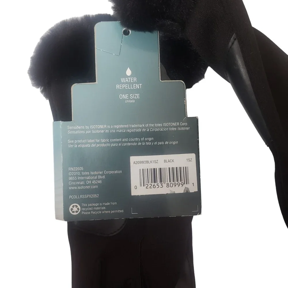 ISOTONER Sensations Black Water Repellant Stretch Gloves NEW